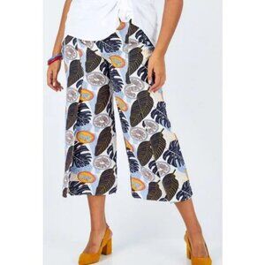 Anthropologie Summer Bohemian Light Pants Novelty Print Wide Leg Cropped Boho